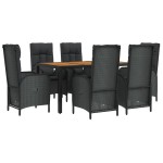 vidaXL Set mobilier de grădină cu perne, 7 piese, negru, poliratan vidaXL Set mobilier de grădină cu perne, 7 piese, negru, poliratan