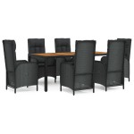 vidaXL Set mobilier de grădină cu perne, 7 piese, negru, poliratan vidaXL Set mobilier de grădină cu perne, 7 piese, negru, poliratan