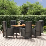 vidaXL Set mobilier de grădină cu perne, 7 piese, negru, poliratan vidaXL Set mobilier de grădină cu perne, 7 piese, negru, poliratan