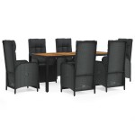 vidaXL Set mobilier de grădină cu perne, 7 piese, negru, poliratan vidaXL Set mobilier de grădină cu perne, 7 piese, negru, poliratan