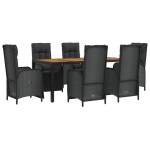 vidaXL Set mobilier de grădină cu perne, 7 piese, negru, poliratan vidaXL Set mobilier de grădină cu perne, 7 piese, negru, poliratan