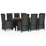 vidaXL Set mobilier de grădină cu perne, 9 piese, negru, poliratan vidaXL Set mobilier de grădină cu perne, 9 piese, negru, poliratan