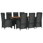 vidaXL Set mobilier de grădină cu perne, 9 piese, negru, poliratan vidaXL Set mobilier de grădină cu perne, 9 piese, negru, poliratan