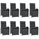 vidaXL Set mobilier de grădină cu perne, 9 piese, negru, poliratan vidaXL Set mobilier de grădină cu perne, 9 piese, negru, poliratan