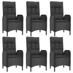vidaXL Set mobilier de grădină cu perne, 9 piese, negru, poliratan