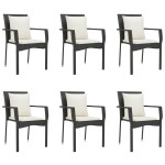 vidaXL Set mobilier de grădină cu perne, 7 piese, negru, poliratan vidaXL Set mobilier de grădină cu perne, 7 piese, negru, poliratan