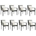 vidaXL Set mobilier de grădină cu perne, 9 piese, negru, poliratan vidaXL Set mobilier de grădină cu perne, 9 piese, negru, poliratan