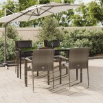 vidaXL Set mobilier grădină cu perne, 5 piese, negru și gri, poliratan