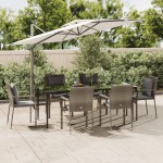 vidaXL Set mobilier de grădină cu perne, 7 piese, negru/gri, poliratan vidaXL Set mobilier de grădină cu perne, 7 piese, negru/gri, poliratan