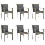 vidaXL Set mobilier de grădină cu perne, 7 piese, negru/gri, poliratan vidaXL Set mobilier de grădină cu perne, 7 piese, negru/gri, poliratan