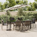 vidaXL Set mobilier de grădină cu perne, 7 piese, negru/gri, poliratan vidaXL Set mobilier de grădină cu perne, 7 piese, negru/gri, poliratan