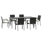 vidaXL Set mobilier de grădină cu perne, 7 piese, negru, poliratan vidaXL Set mobilier de grădină cu perne, 7 piese, negru, poliratan