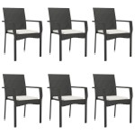 vidaXL Set mobilier de grădină cu perne, 7 piese, negru, poliratan vidaXL Set mobilier de grădină cu perne, 7 piese, negru, poliratan