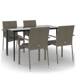 vidaXL Set mobilier grădină cu perne, 5 piese, negru și gri, poliratan