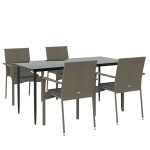vidaXL Set mobilier grădină cu perne, 5 piese, negru și gri, poliratan