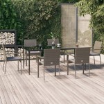 vidaXL Set mobilier de grădină cu perne, 7 piese, negru/gri, poliratan vidaXL Set mobilier de grădină cu perne, 7 piese, negru/gri, poliratan