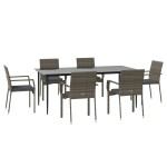 vidaXL Set mobilier de grădină cu perne, 7 piese, negru/gri, poliratan vidaXL Set mobilier de grădină cu perne, 7 piese, negru/gri, poliratan