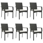 vidaXL Set mobilier de grădină cu perne, 7 piese, negru, poliratan vidaXL Set mobilier de grădină cu perne, 7 piese, negru, poliratan