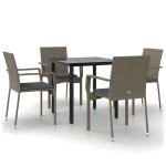 vidaXL Set mobilier grădină cu perne, 5 piese, negru și gri, poliratan