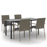 vidaXL Set mobilier grădină cu perne, 5 piese, negru și gri, poliratan