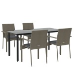 vidaXL Set mobilier grădină cu perne, 5 piese, negru și gri, poliratan