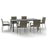 vidaXL Set mobilier de grădină cu perne, 7 piese, negru/gri, poliratan vidaXL Set mobilier de grădină cu perne, 7 piese, negru/gri, poliratan
