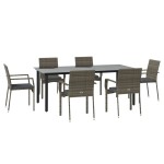 vidaXL Set mobilier de grădină cu perne, 7 piese, negru/gri, poliratan vidaXL Set mobilier de grădină cu perne, 7 piese, negru/gri, poliratan
