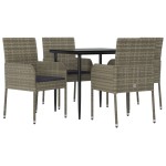 vidaXL Set mobilier grădină cu perne, 5 piese, negru și gri, poliratan