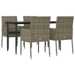 vidaXL Set mobilier grădină cu perne, 5 piese, negru și gri, poliratan