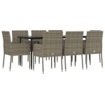 vidaXL Set mobilier de grădină cu perne, 9 piese, negru/gri, poliratan