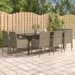 vidaXL Set mobilier grădină cu perne, 11 piese, negru și gri poliratan vidaXL Set mobilier grădină cu perne, 11 piese, negru și gri poliratan
