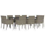 vidaXL Set mobilier grădină cu perne, 11 piese, negru și gri poliratan vidaXL Set mobilier grădină cu perne, 11 piese, negru și gri poliratan