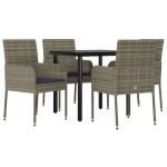 vidaXL Set mobilier grădină cu perne, 5 piese, negru și gri, poliratan