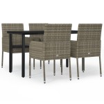 vidaXL Set mobilier grădină cu perne, 5 piese, negru și gri, poliratan