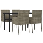 vidaXL Set mobilier grădină cu perne, 5 piese, negru și gri, poliratan