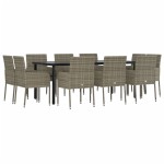 vidaXL Set mobilier grădină cu perne, 11 piese, negru și gri poliratan vidaXL Set mobilier grădină cu perne, 11 piese, negru și gri poliratan