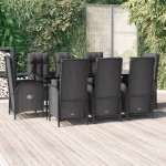 vidaXL Set mobilier de grădină cu perne, 9 piese, negru, poliratan vidaXL Set mobilier de grădină cu perne, 9 piese, negru, poliratan