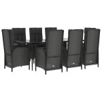 vidaXL Set mobilier de grădină cu perne, 9 piese, negru, poliratan vidaXL Set mobilier de grădină cu perne, 9 piese, negru, poliratan