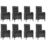 vidaXL Set mobilier de grădină cu perne, 9 piese, negru, poliratan vidaXL Set mobilier de grădină cu perne, 9 piese, negru, poliratan