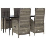 vidaXL Set mobilier grădină cu perne, 5 piese, negru și gri, poliratan