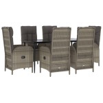 vidaXL Set mobilier de grădină cu perne, 7 piese, negru/gri, poliratan vidaXL Set mobilier de grădină cu perne, 7 piese, negru/gri, poliratan