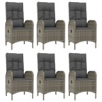 vidaXL Set mobilier de grădină cu perne, 7 piese, negru/gri, poliratan vidaXL Set mobilier de grădină cu perne, 7 piese, negru/gri, poliratan