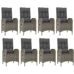 vidaXL Set mobilier de grădină cu perne, 9 piese, negru/gri, poliratan