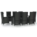 vidaXL Set mobilier de grădină cu perne, 9 piese, negru, poliratan vidaXL Set mobilier de grădină cu perne, 9 piese, negru, poliratan