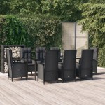 vidaXL Set mobilier de grădină cu perne, 9 piese, negru, poliratan vidaXL Set mobilier de grădină cu perne, 9 piese, negru, poliratan