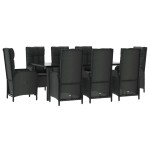 vidaXL Set mobilier de grădină cu perne, 9 piese, negru, poliratan vidaXL Set mobilier de grădină cu perne, 9 piese, negru, poliratan