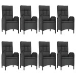 vidaXL Set mobilier de grădină cu perne, 9 piese, negru, poliratan vidaXL Set mobilier de grădină cu perne, 9 piese, negru, poliratan