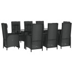 vidaXL Set mobilier de grădină cu perne, 9 piese, negru, poliratan vidaXL Set mobilier de grădină cu perne, 9 piese, negru, poliratan