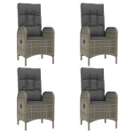 vidaXL Set mobilier grădină cu perne, 5 piese, negru și gri, poliratan