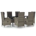 vidaXL Set mobilier de grădină cu perne, 7 piese, negru/gri, poliratan vidaXL Set mobilier de grădină cu perne, 7 piese, negru/gri, poliratan